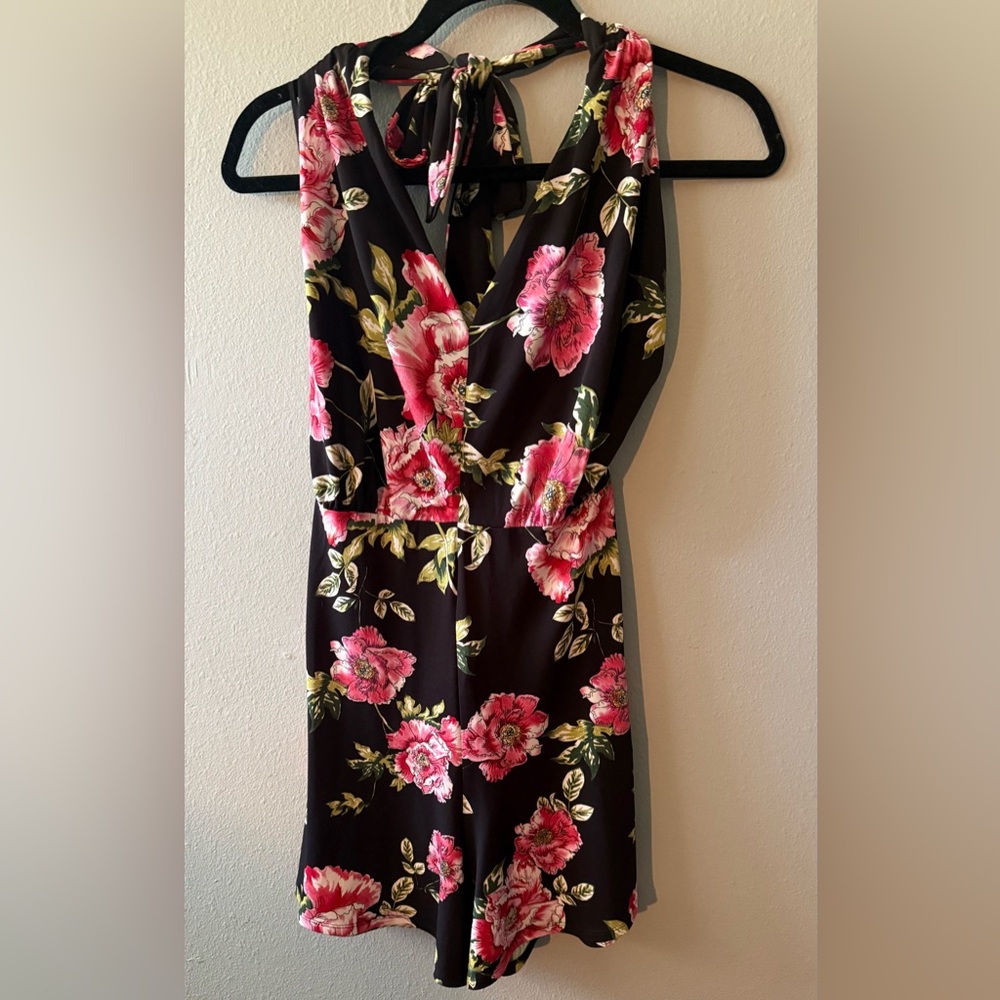 Express Pink and Black Sheath Jumpsuit Cocktail